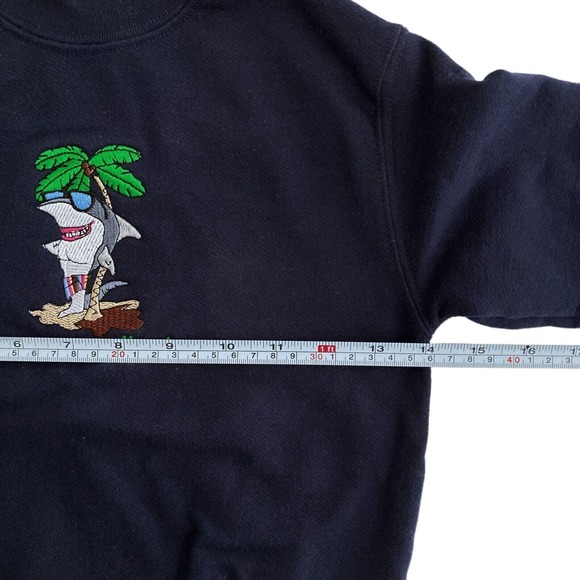 Vintage Puerto Vallarta Small Kids Sweatshirt Cool Shark Crewneck Navy Blue NEW‎ - Picture 3 of 9